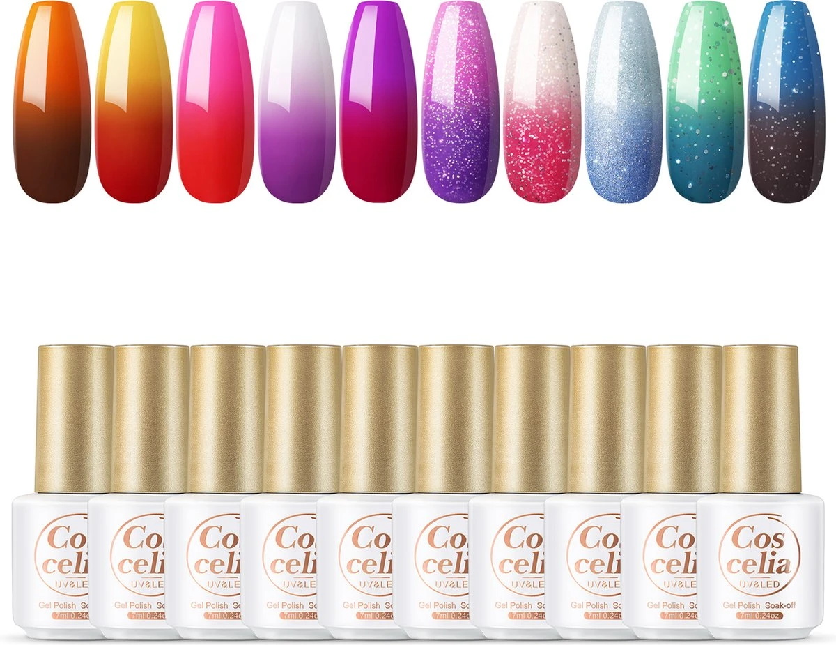 10 Temperatuur Veranderende Kleuren Gellak - Gel Nagellak - Gellakset - Nagelset - Temperature Change Nail Polish - Manicureset - 10 Kleuren Gel Polish - Gelnagels - Nagellak - Gelnagel Kit - Afbeelding 10