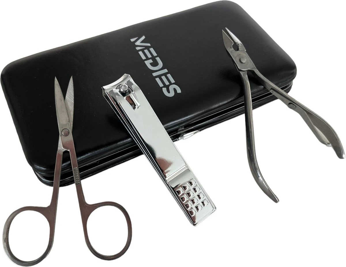 Medies - Luxe Manicureset 16 Delig Met Lederen Luxe Etui | Pedicure Set | Manicure Etui | Manicure Sets | Pedicure Sets | Nagelverzorging | Nagelknippers | Comedonlepels | Nagelvijl | Nagelriemknipper | Teennageltang | Nagelschaar | RVS - Afbeelding 5