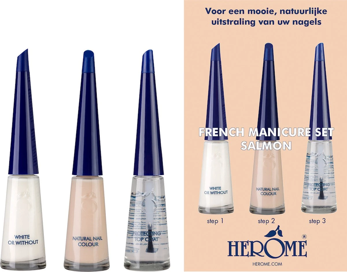 Herome French Manicure Set Salmon - Complete Set In 3 Stappen Een French Manicure - Met Een Salmon Kleurlak, Een Witte Nagellak Voor De Nagelranden En Een Top Coat - 3x10ml. - Afbeelding 11