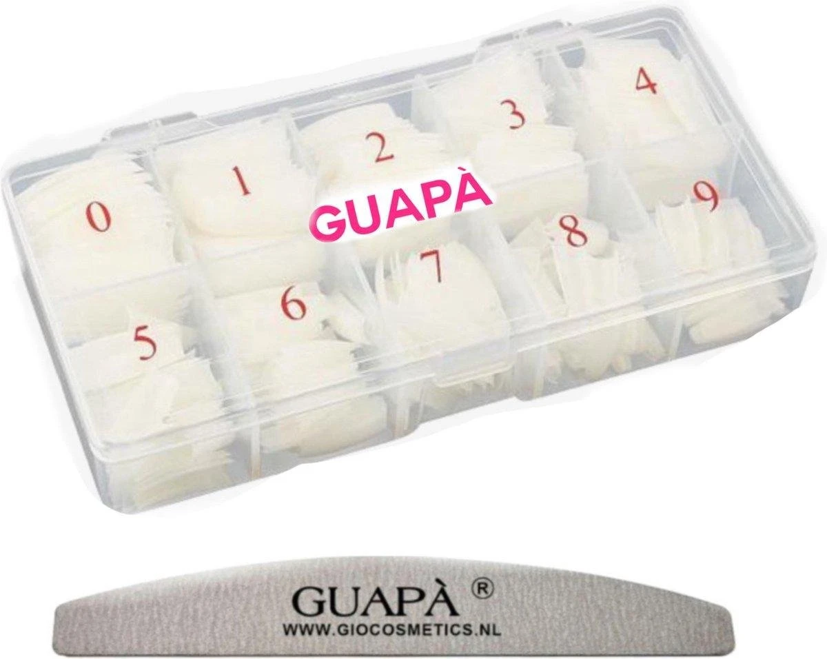 GUAPÀ® Nepnagels Met Nageltips En Nagellijm | Plaknagels | Kunstnagels | Nagelverlenging | Polygel | Naturel 100 Stuks - Afbeelding 4