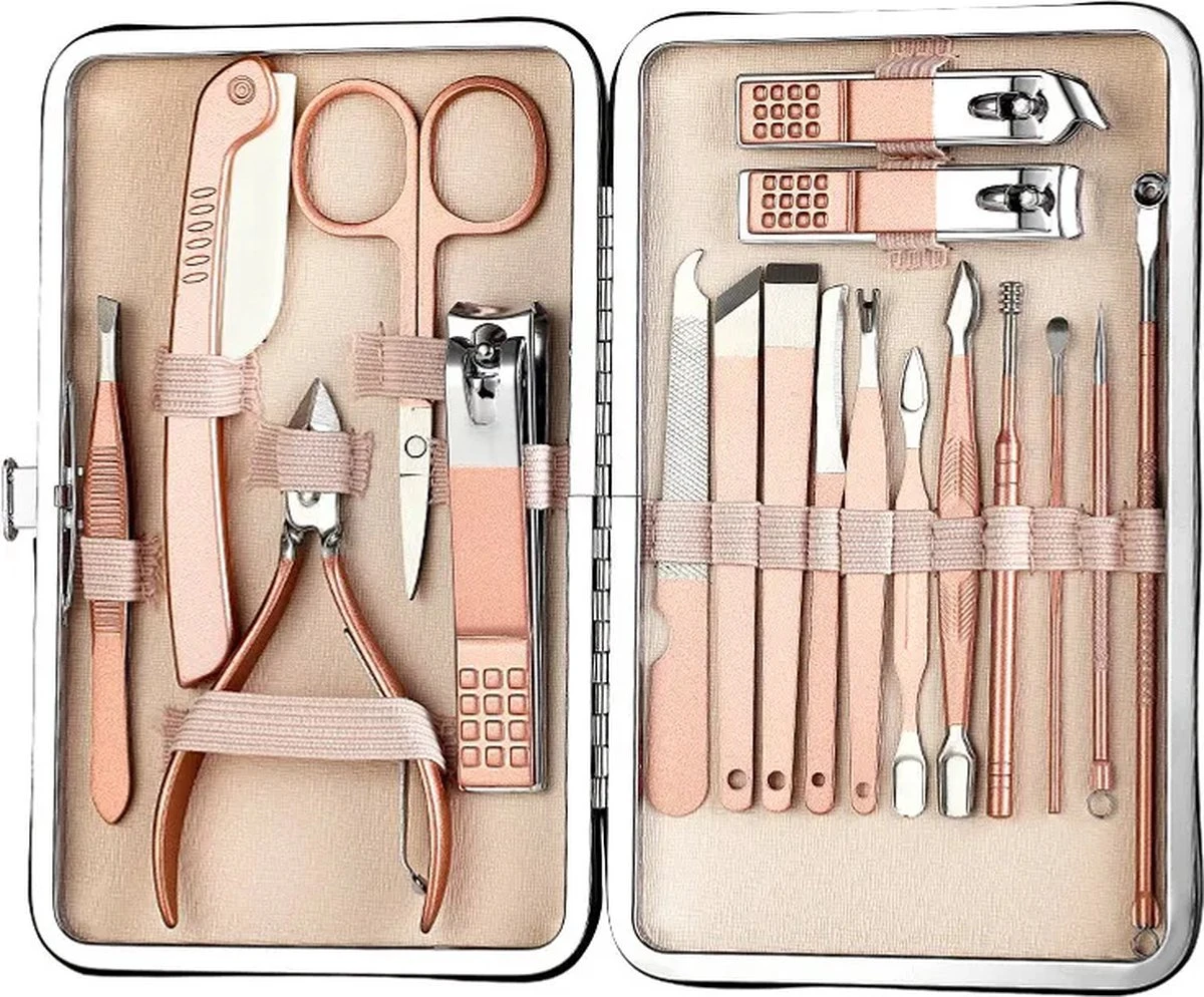 Merkloos Professionele Manicure Set & Pedicureset – Nagelset – Behandeling Nagels En Huid - 18delig