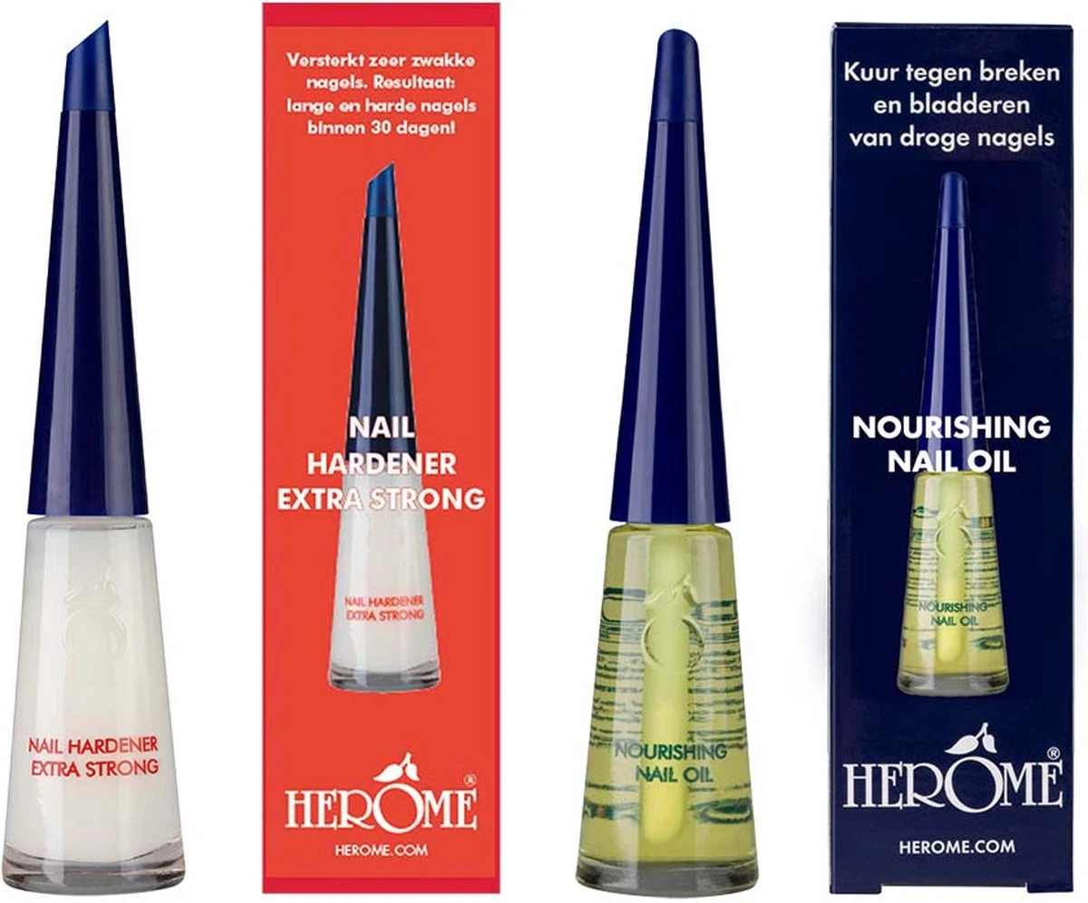 Herome Combi-Pack Nagelverharder Extra Sterk En Base Coat - Nagelversterker - Met Voedende Nagelolie - Herstelt Droge, Breekbare Nagels - Verhelpt Zwakke En Gevoelige Nagels (Nail Hardener Extra Strong & Nourishing Nail Oil) - 2*10ml. - Afbeelding 14