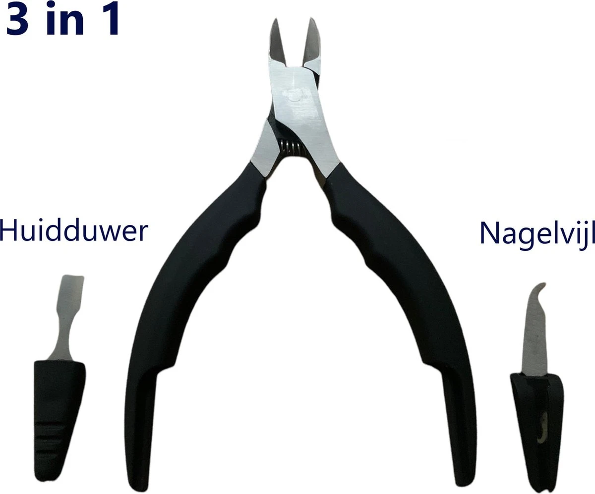 Medies - Multifunctionele Nageltang Met Huidduwer En Dubbelzijdige Nagelvijl | Nageltang Voor Harde Teennagels | Nagelknipper | Nagelschaar | Ingegroeide Nagels | Huidduwer | Nagelvijl - Zachte Anti Slip Handvaten - 3 In 1 - Afbeelding 10