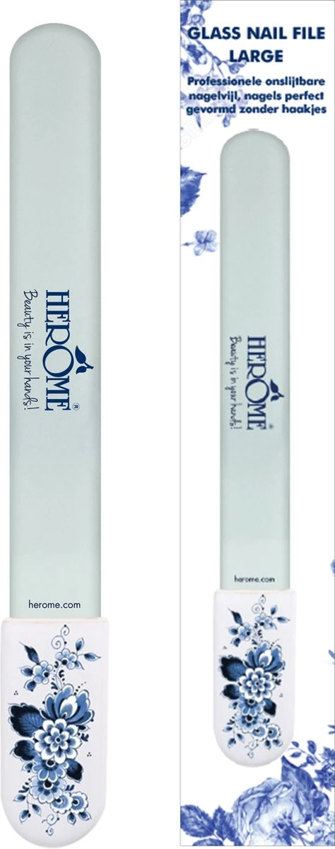 Herome Glazen Nagelvijl Glasvijl Delfts Blauw - Limited Edition - Onslijtbare Nagelvijl - Voorkomt Splijten En Haakjes