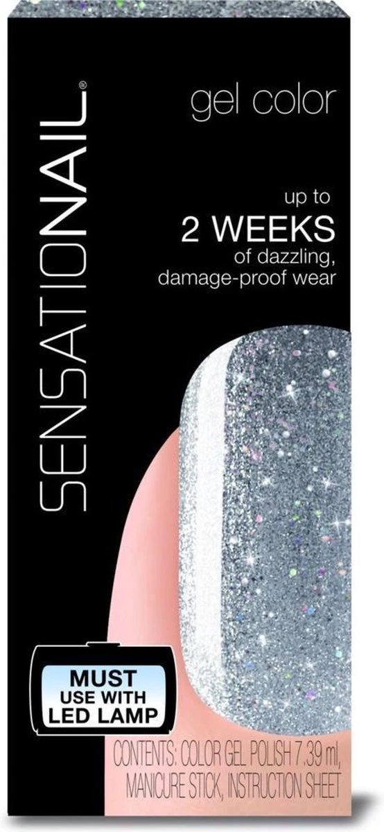 SensatioNail Gel Polish Silver Glitter - Gel Nagellak - Zilver - Afbeelding 2