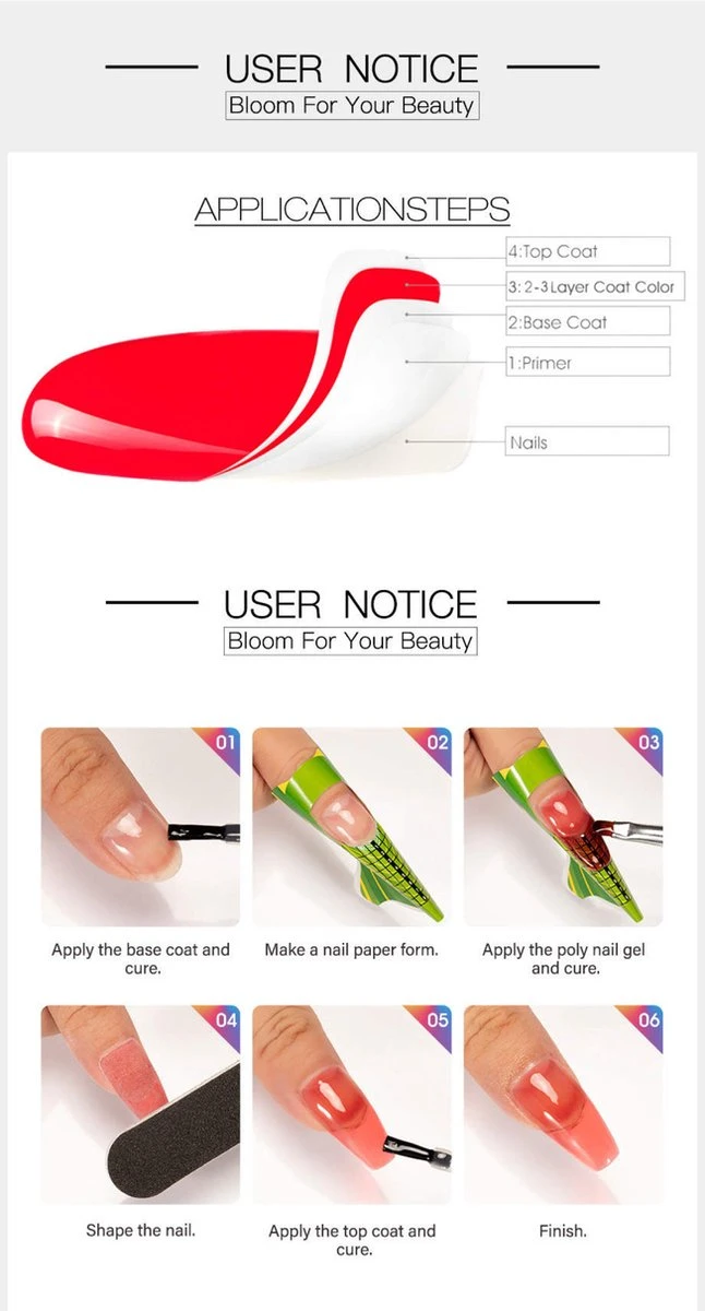 Polygel- Polygel Kit- Polygel Nagels- Polygel Kleuren- 30ML - Polygel Set- 3 Kleuren Polygel - Gel Solution - Nale File 2 - Nail Brush 1 - 12 PCS Tips 1 - Decoration - Nagellamp - Base Gel - Top Coat 1 - Afbeelding 11
