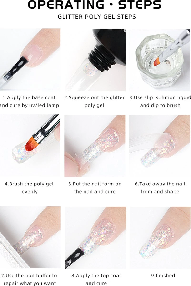 Elvi Polygel Starterskit - Complete Set Inc. USB UV/Led Mini Lamp-Nagelverlenging- Polygel 6 X 15g Perfecte Kleuren Roze - Polyacryl UV Nagellak-Quick Extension Temperature Color Changing UV Gel Pink - Afbeelding 8