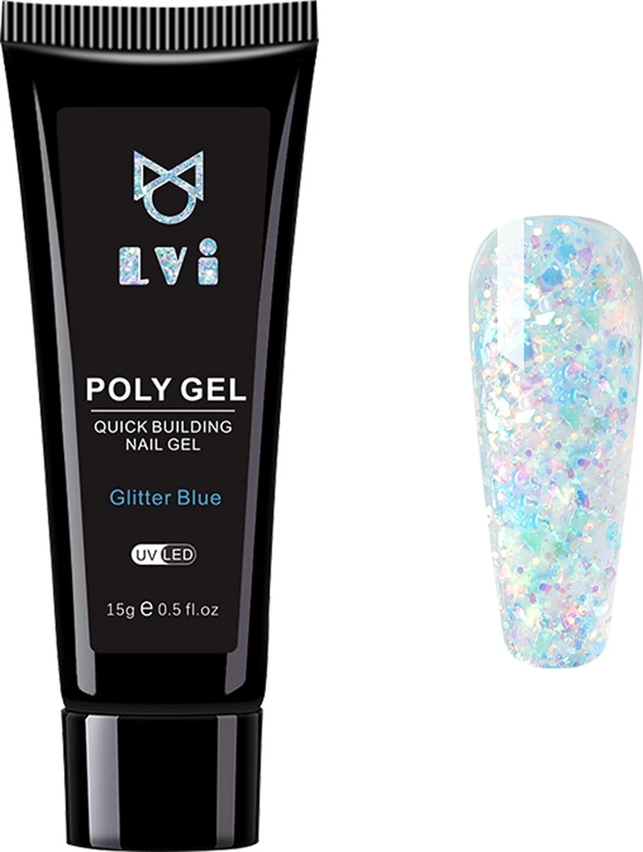 Elvi Polygel Starterskit -Complete Set Inc. USB UV/Led Mini Lamp-6x15g Polygel Kleuren Blauw - Nagelverlenging Polyacryl UV Nagellak-Quick Extension Temperature Color Changing Gel Blue Green - Afbeelding 18
