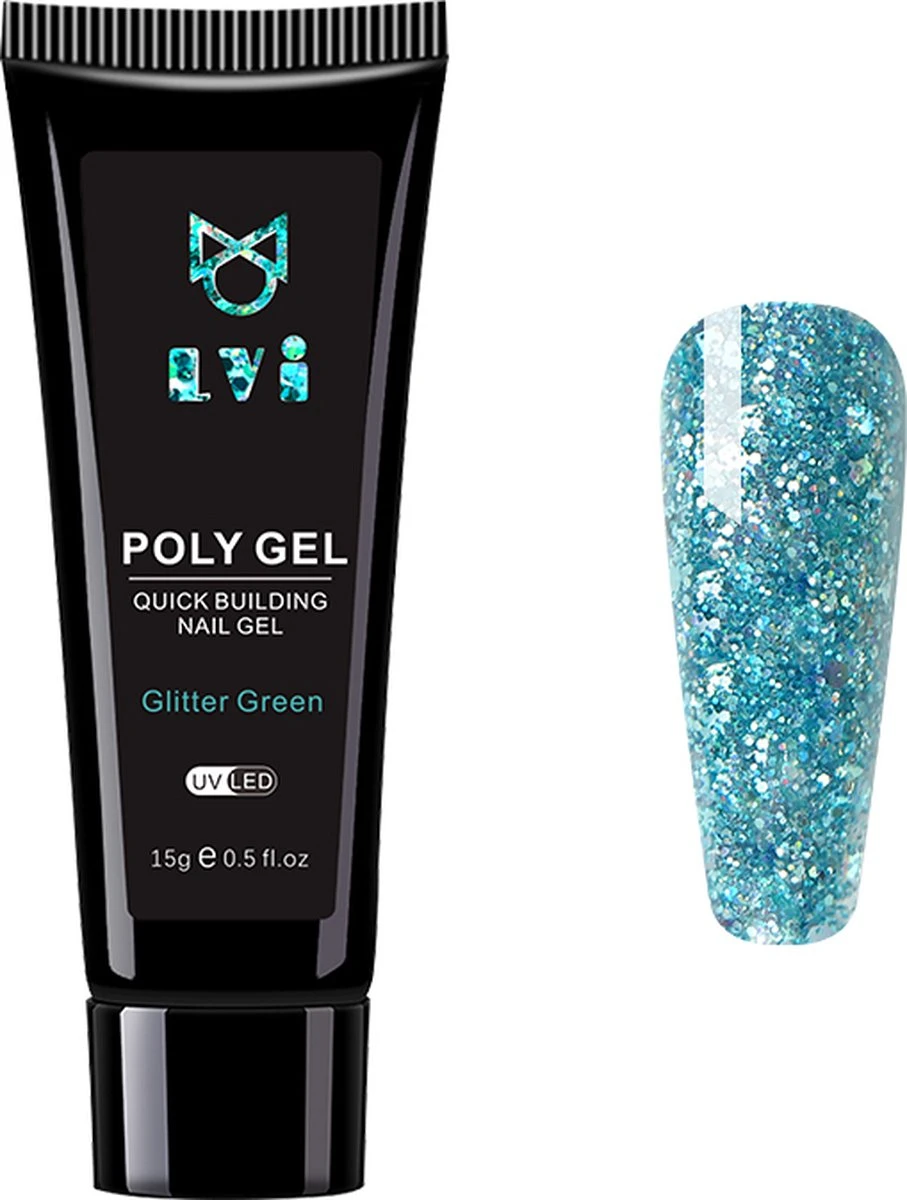 Elvi Polygel Starterskit -Complete Set Inc. USB UV/Led Mini Lamp-6x15g Polygel Kleuren Blauw - Nagelverlenging Polyacryl UV Nagellak-Quick Extension Temperature Color Changing Gel Blue Green - Afbeelding 16