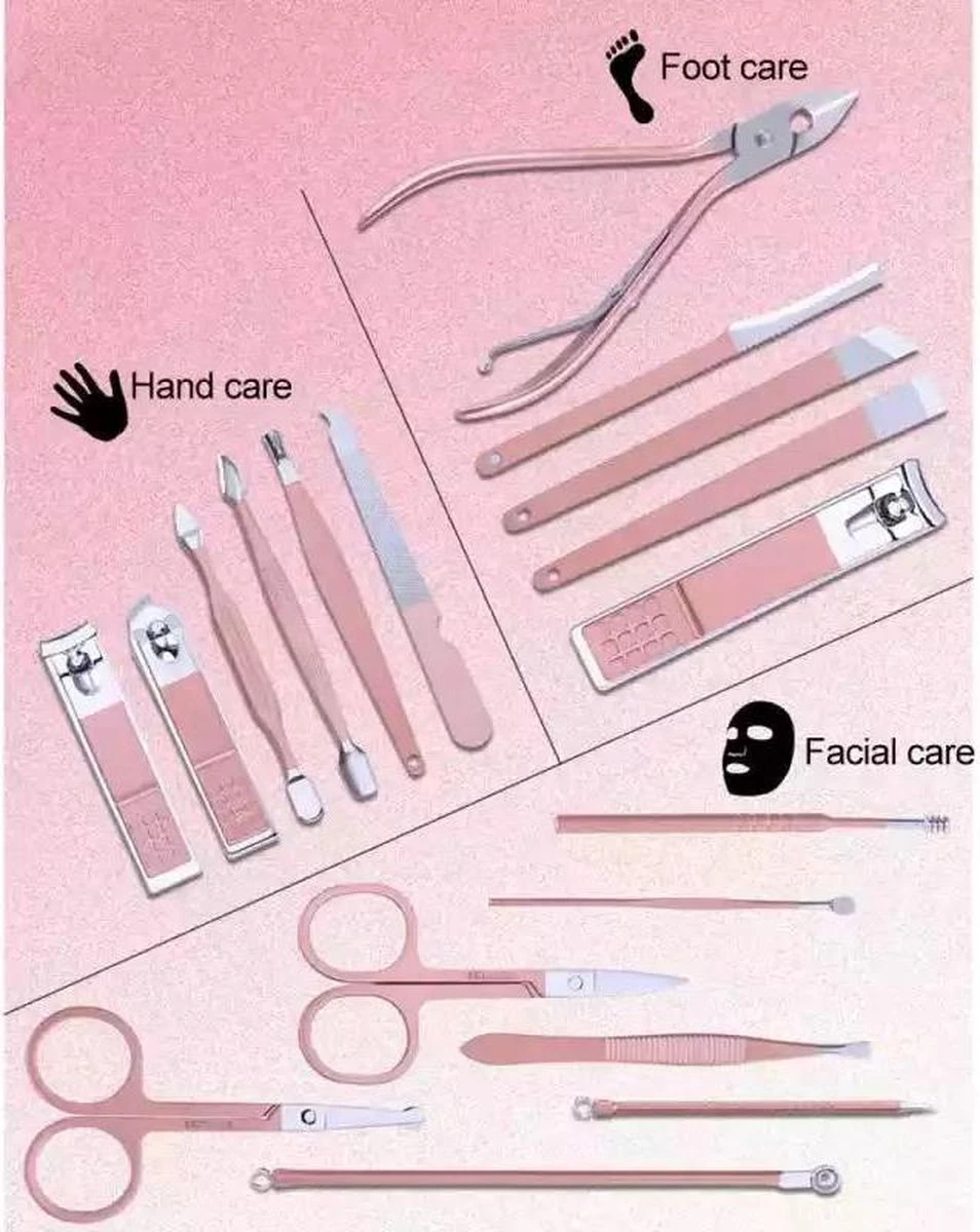 Luxe 18-delige Manicure Set - Manicure Pedicure Set- Nagelverzorging- Met Opbergetui - Afbeelding 9