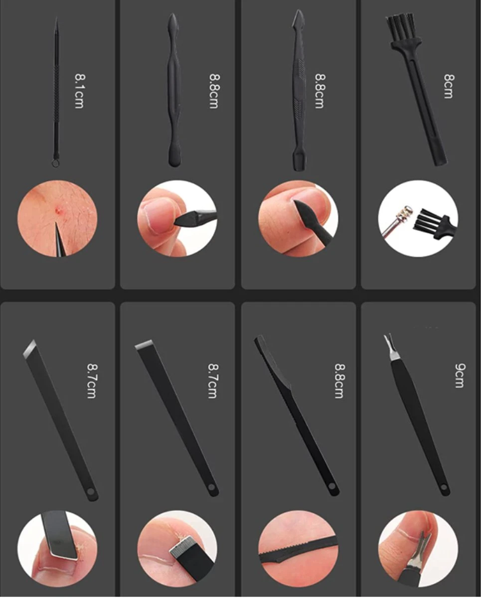 Fritzline© Professionele Manicureset 16-delig | Nagelset Incl. Nagelvijl & Nagelknipper | Lederen Blauwe Etui | Manicure Pedicure Set - Afbeelding 9